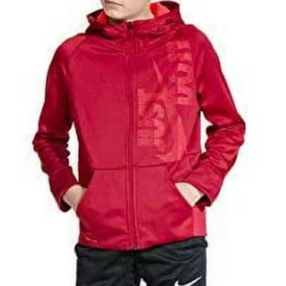 Nike Sz 4 Therma Boys Just Do It Zip Front Hoodie Sweatshirt Dri-Fit Jacket EUC